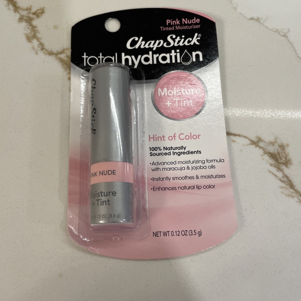 ChapStick Total Hydration Moisture + Tint Pink Nude Tinted Lip Balm 0.12 oz New
